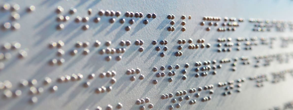 Close up of Braille