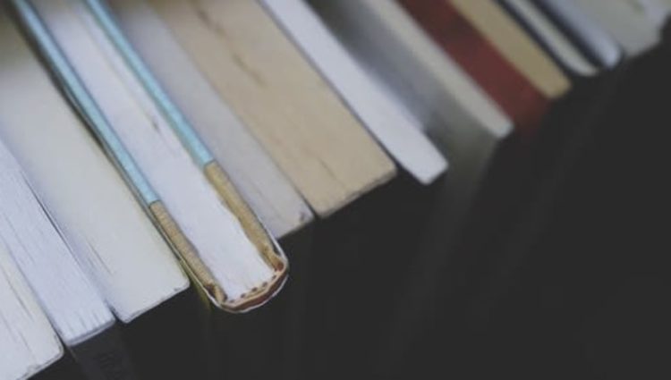 Close up of book spines