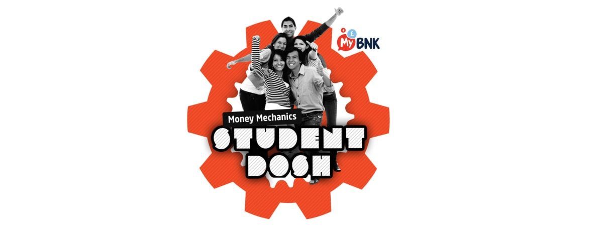 Student Dosh Logo, a blue gear shape with a group of people in the centre.