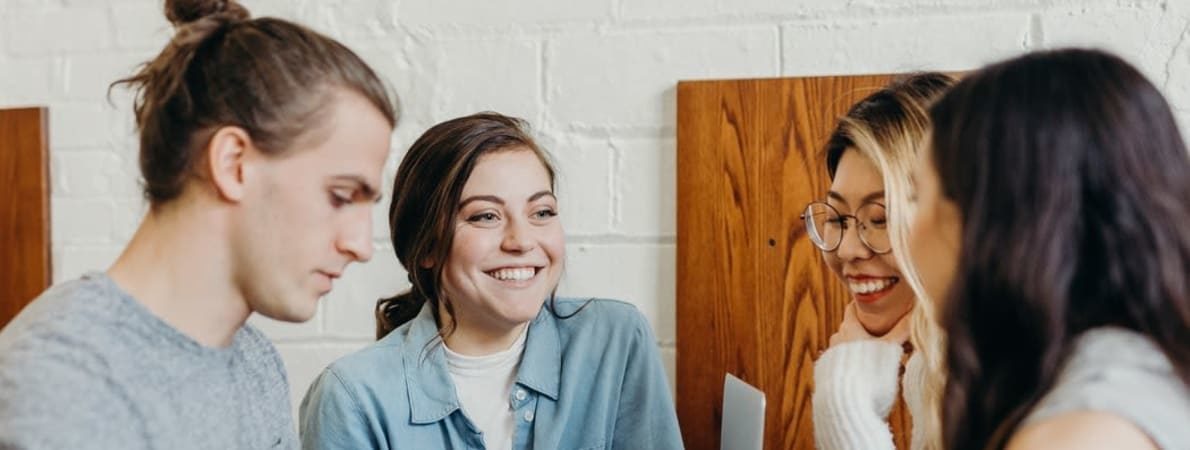 Girl smiling in group