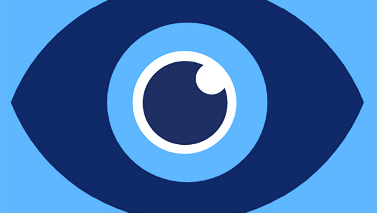 Logo with blue background and a dark blue eye in the middle. Underneath it reads Uni In Sight