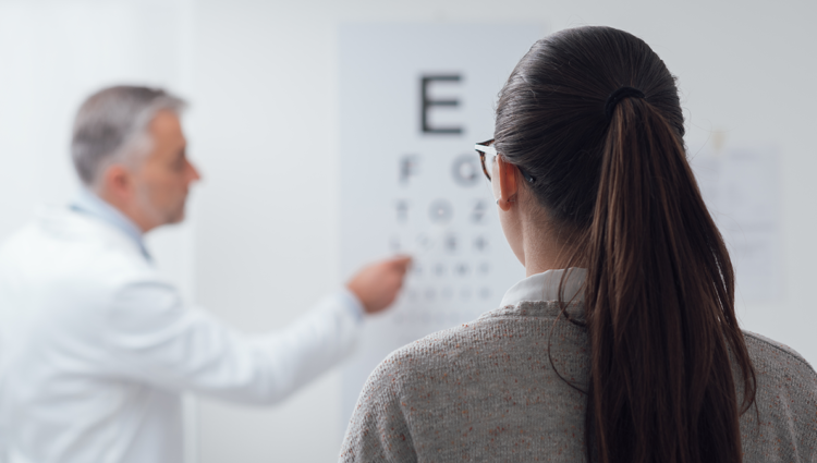 Woman at eye examination