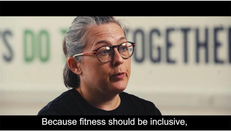 Head shot of Kelly Tighe at Better Energise Leisure Centre from UK Coaching training video with words "Because fitness should be inclusive"