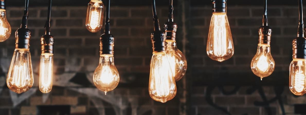 Photo of hanging light bulbs of various designs