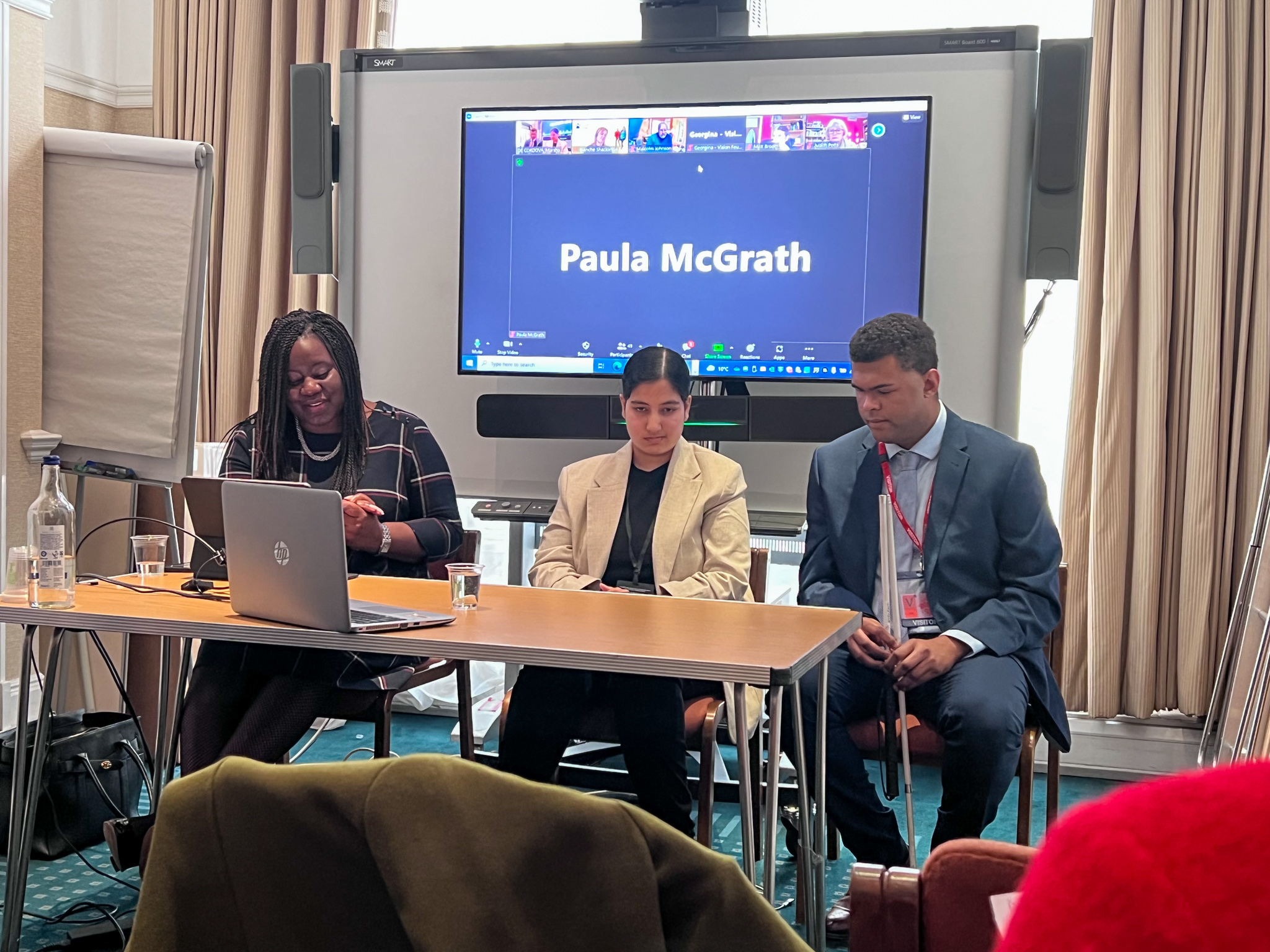 MP Marsha de Cordova, Ramneek and Rainbow during the online event