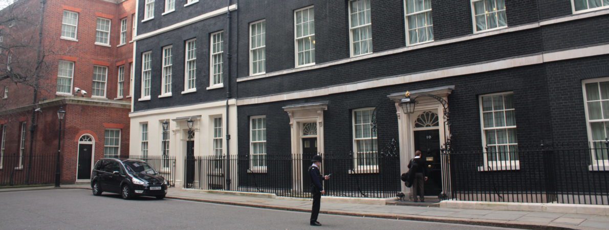 The outside of Number 10 Downing Street.