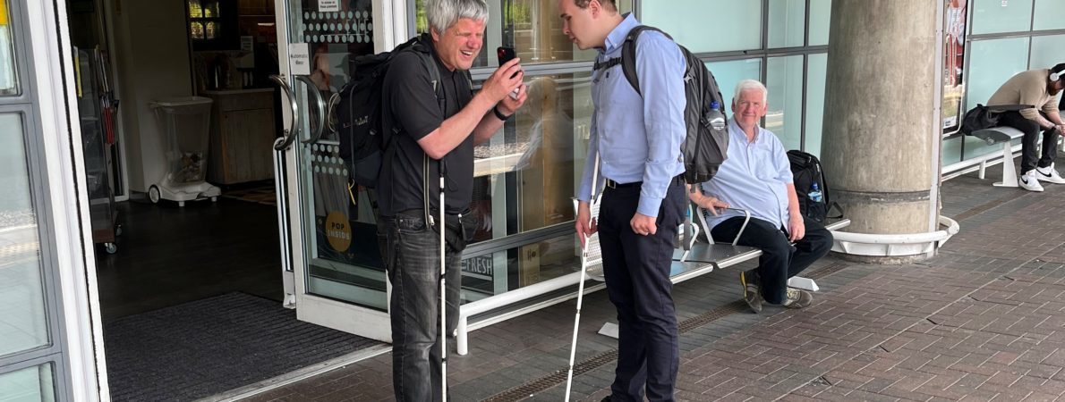 Sight Loss Council members testing GoodMaps at Manchester Airport