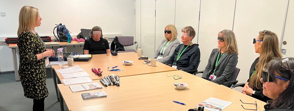 Kelly, engagement manager, delivering the V I Awareness session to members of staff at John Lewis