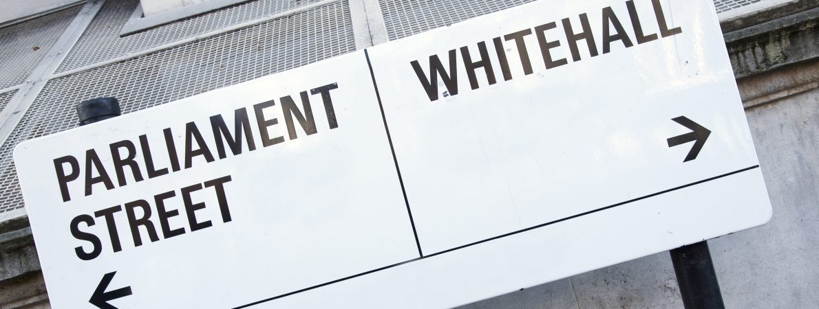 street signs for Whitehall and parliament street