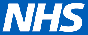 NHS banner logo white on blue